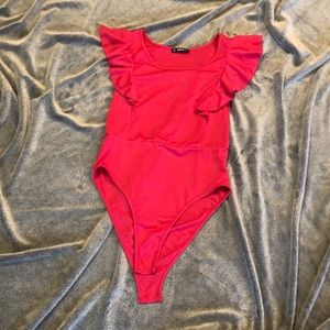 SHEIN Pink Ruffle Bodysuit